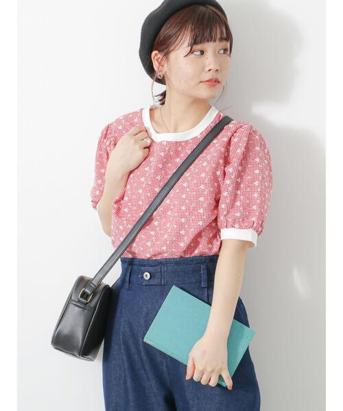 ehka sopo（エヘカソポ）の「チェック花刺繍プルオーバー（シャツ/ブラウス・レディース・サックスブルー/ベージュ/レッド/ブラック・F）」の11枚目の写真