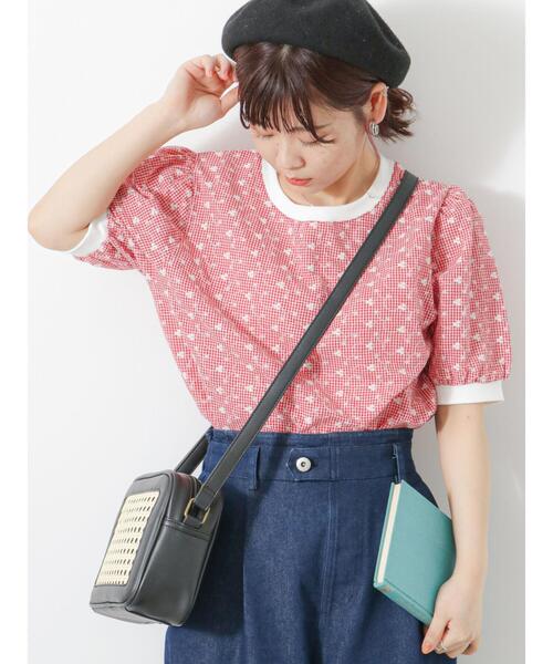 ehka sopo（エヘカソポ）の「チェック花刺繍プルオーバー（シャツ/ブラウス・レディース・サックスブルー/ベージュ/レッド/ブラック・F）」の12枚目の写真