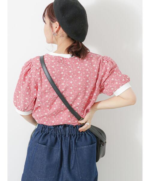 ehka sopo（エヘカソポ）の「チェック花刺繍プルオーバー（シャツ/ブラウス・レディース・サックスブルー/ベージュ/レッド/ブラック・F）」の13枚目の写真