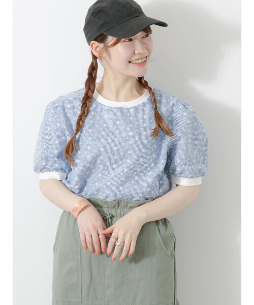 ehka sopo（エヘカソポ）の「チェック花刺繍プルオーバー（シャツ/ブラウス・レディース・サックスブルー/ベージュ/レッド/ブラック・F）」の21枚目の写真