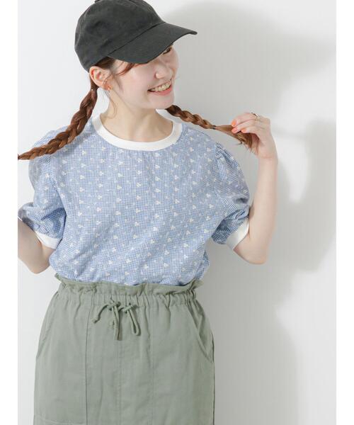 ehka sopo（エヘカソポ）の「チェック花刺繍プルオーバー（シャツ/ブラウス・レディース・サックスブルー/ベージュ/レッド/ブラック・F）」の22枚目の写真