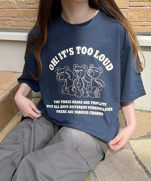 Nana(ナナ)の「キャラクタープリントTシャツ(Tシャツ/カットソー・レディース・ネイビー/ライトグレー/グレイッシュベージュ・FREE)」の2枚目の写真