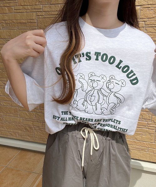 Nana(ナナ)の「キャラクタープリントTシャツ(Tシャツ/カットソー・レディース・ネイビー/ライトグレー/グレイッシュベージュ・FREE)」の18枚目の写真