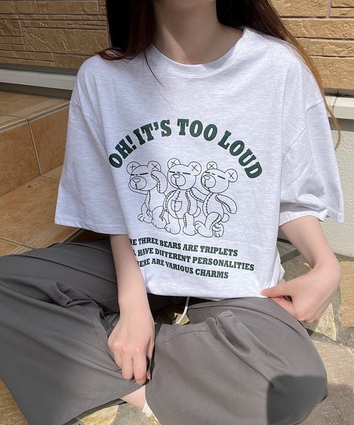 Nana(ナナ)の「キャラクタープリントTシャツ(Tシャツ/カットソー・レディース・ネイビー/ライトグレー/グレイッシュベージュ・FREE)」の12枚目の写真