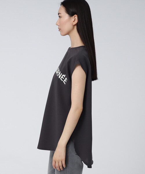 GALLEST（ギャレスト）の「【洗える】ジョーゼットロゴトップス（Tシャツ/カットソー・レディース・チャコールグレー/ホワイト系・38）」の5枚目の写真