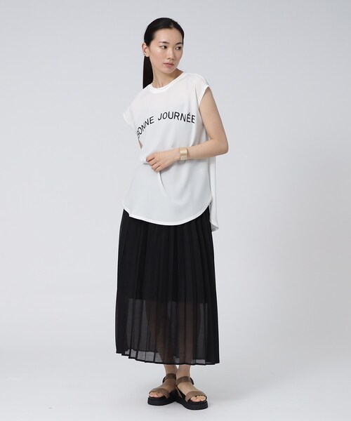 GALLEST（ギャレスト）の「【洗える】ジョーゼットロゴトップス（Tシャツ/カットソー・レディース・チャコールグレー/ホワイト系・38）」の15枚目の写真