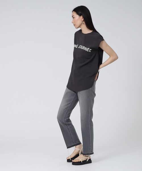 GALLEST（ギャレスト）の「【洗える】ジョーゼットロゴトップス（Tシャツ/カットソー・レディース・チャコールグレー/ホワイト系・38）」の10枚目の写真