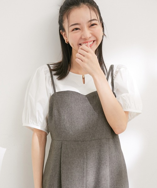 VIS(ビス)の「【接触冷感・洗える】【前後2WAY】異素材ボリュームスリーブカットソー(Tシャツ/カットソー・レディース・ブラック/ホワイト/グリーン/レッド系その他2・FREE)」の7枚目の写真