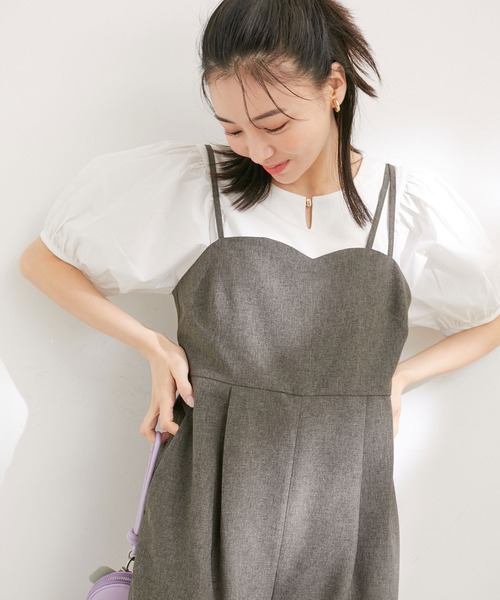 VIS(ビス)の「【接触冷感・洗える】【前後2WAY】異素材ボリュームスリーブカットソー(Tシャツ/カットソー・レディース・ブラック/ホワイト/グリーン/レッド系その他2・FREE)」の8枚目の写真