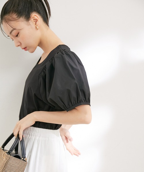 VIS(ビス)の「【接触冷感・洗える】【前後2WAY】異素材ボリュームスリーブカットソー(Tシャツ/カットソー・レディース・ブラック/ホワイト/グリーン/レッド系その他2・FREE)」の14枚目の写真