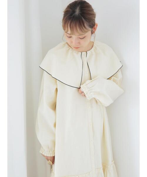 ehka sopo（エヘカソポ）の「◎ビッグ襟ワンピース（ワンピース・レディース・ブラック/ブラウン/キナリ・F）」の2枚目の写真