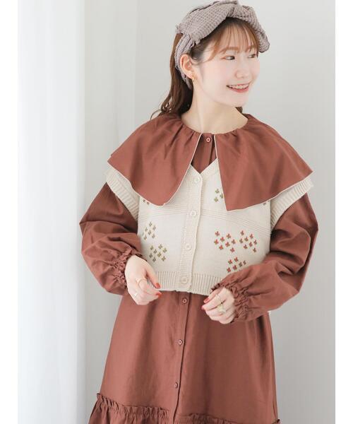 ehka sopo（エヘカソポ）の「◎ビッグ襟ワンピース（ワンピース・レディース・ブラック/ブラウン/キナリ・F）」の5枚目の写真