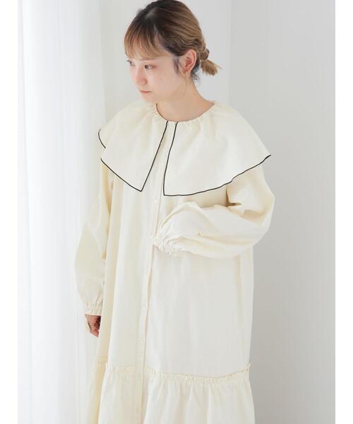 ehka sopo（エヘカソポ）の「◎ビッグ襟ワンピース（ワンピース・レディース・ブラック/ブラウン/キナリ・F）」の10枚目の写真