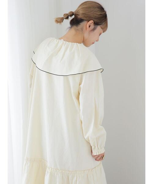 ehka sopo（エヘカソポ）の「◎ビッグ襟ワンピース（ワンピース・レディース・ブラック/ブラウン/キナリ・F）」の11枚目の写真