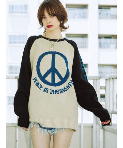 jouetie（ジュエティ）の「ジャカードラグランニット（ニット/セーター・レディース・アイボリー/カーキ/グレー・MEDIUM）」の6枚目の写真