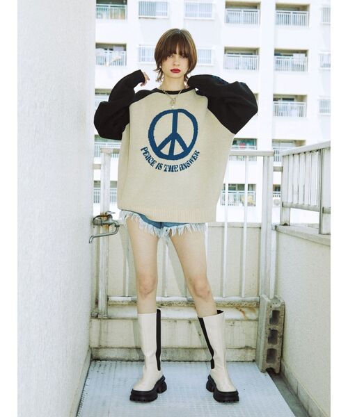 jouetie（ジュエティ）の「ジャカードラグランニット（ニット/セーター・レディース・アイボリー/カーキ/グレー・MEDIUM）」の17枚目の写真