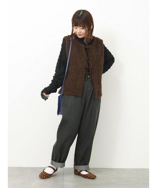 ehka sopo（エヘカソポ）の「ループニットベスト（ベスト・レディース・ブラウン/キナリ/ベージュ・F）」の6枚目の写真