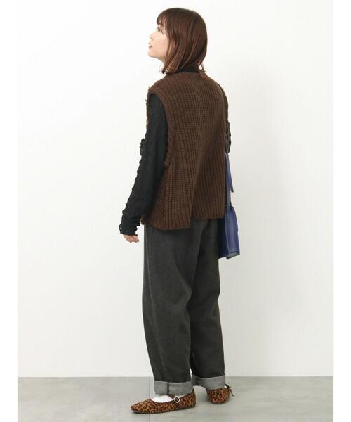 ehka sopo（エヘカソポ）の「ループニットベスト（ベスト・レディース・ブラウン/キナリ/ベージュ・F）」の7枚目の写真