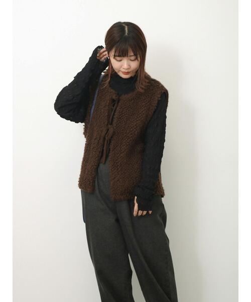 ehka sopo（エヘカソポ）の「ループニットベスト（ベスト・レディース・ブラウン/キナリ/ベージュ・F）」の9枚目の写真