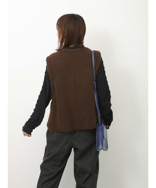 ehka sopo（エヘカソポ）の「ループニットベスト（ベスト・レディース・ブラウン/キナリ/ベージュ・F）」の10枚目の写真