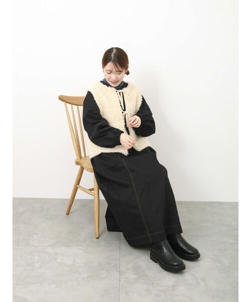 ehka sopo（エヘカソポ）の「ループニットベスト（ベスト・レディース・ブラウン/キナリ/ベージュ・F）」の12枚目の写真