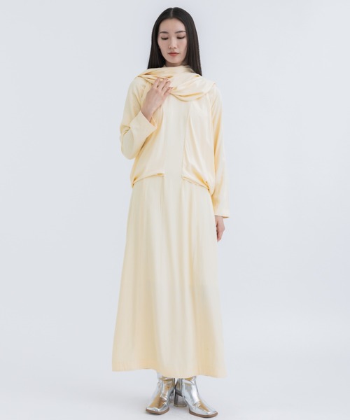 AKIKOAOKI/アキコアオキ】ドレープケープロングワンピース（ドレス
