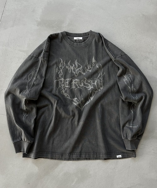 Perushu（ペルーシュ）の「ピグメントレトログラフィックプリントロンT（Tシャツ/カットソー・メンズ・ブラック系その他/ダークグリーン/オフホワイト/ブラック/ブラック系その他2/ボルドー・LARGE/MEDIUM）」の3枚目の写真