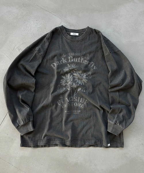 Perushu（ペルーシュ）の「ピグメントレトログラフィックプリントロンT（Tシャツ/カットソー・メンズ・ブラック系その他/ダークグリーン/オフホワイト/ブラック/ブラック系その他2/ボルドー・LARGE/MEDIUM）」の4枚目の写真