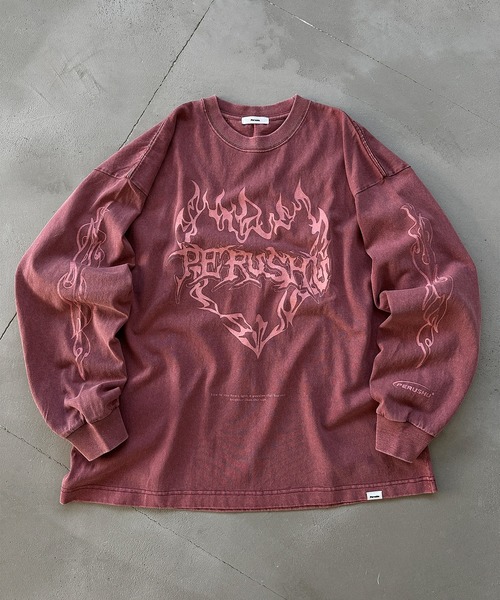 Perushu（ペルーシュ）の「ピグメントレトログラフィックプリントロンT（Tシャツ/カットソー・メンズ・ブラック系その他/ダークグリーン/オフホワイト/ブラック/ブラック系その他2/ボルドー・LARGE/MEDIUM）」の6枚目の写真