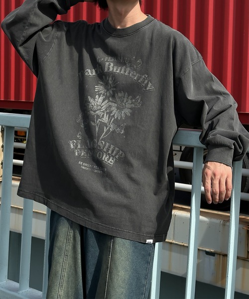 Perushu（ペルーシュ）の「ピグメントレトログラフィックプリントロンT（Tシャツ/カットソー・メンズ・ブラック系その他/ダークグリーン/オフホワイト/ブラック/ブラック系その他2/ボルドー・LARGE/MEDIUM）」の22枚目の写真