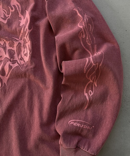 Perushu（ペルーシュ）の「ピグメントレトログラフィックプリントロンT（Tシャツ/カットソー・メンズ・ブラック系その他/ダークグリーン/オフホワイト/ブラック/ブラック系その他2/ボルドー・LARGE/MEDIUM）」の18枚目の写真