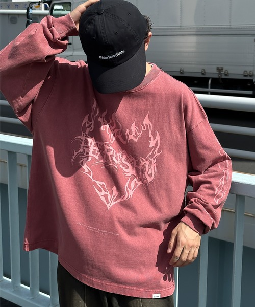 Perushu（ペルーシュ）の「ピグメントレトログラフィックプリントロンT（Tシャツ/カットソー・メンズ・ブラック系その他/ダークグリーン/オフホワイト/ブラック/ブラック系その他2/ボルドー・LARGE/MEDIUM）」の12枚目の写真