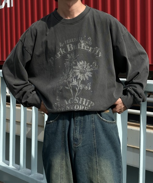 Perushu（ペルーシュ）の「ピグメントレトログラフィックプリントロンT（Tシャツ/カットソー・メンズ・ブラック系その他/ダークグリーン/オフホワイト/ブラック/ブラック系その他2/ボルドー・LARGE/MEDIUM）」の20枚目の写真