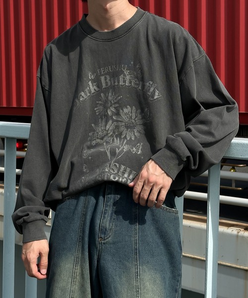 Perushu（ペルーシュ）の「ピグメントレトログラフィックプリントロンT（Tシャツ/カットソー・メンズ・ブラック系その他/ダークグリーン/オフホワイト/ブラック/ブラック系その他2/ボルドー・LARGE/MEDIUM）」の21枚目の写真