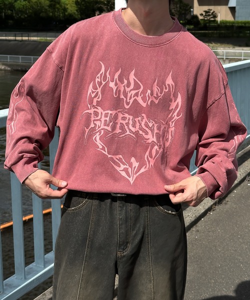 Perushu（ペルーシュ）の「ピグメントレトログラフィックプリントロンT（Tシャツ/カットソー・メンズ・ブラック系その他/ダークグリーン/オフホワイト/ブラック/ブラック系その他2/ボルドー・LARGE/MEDIUM）」の9枚目の写真