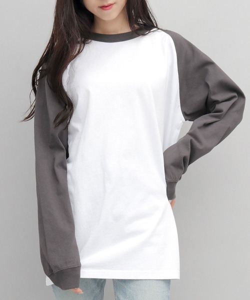 Goodwear(グッドウェア)の「<A.M.S.別注> USAコットン 袖リブ ラグラン ロングスリーブ Tシャツ ルーズシルエット(Tシャツ/カットソー・メンズ・グレー系その他2/ホワイト系その他/ホワイト系その他3/ホワイト系その他4/ホワイト系その他2/グレー系その他・XL/M/L)」の1枚目の写真
