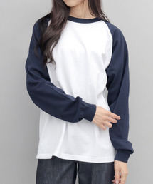 ＜A.M.S.別注＞ USAコットン 袖リブ ラグラン ロングスリーブ Tシャツ ルーズシルエット