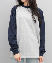 <A.M.S.別注> USAコットン 袖リブ ラグラン ロングスリーブ Tシャツ ルーズシルエット