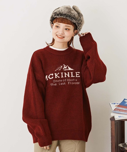 CUBE SUGAR(キューブシュガー)の「リサイクルニットジャガードプルオーバー(ニット/セーター・レディース・ベージュ/ネイビー/レッド・M)」の3枚目の写真