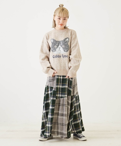 CUBE SUGAR(キューブシュガー)の「リサイクルニットジャガードプルオーバー(ニット/セーター・レディース・ベージュ/ネイビー/レッド・M)」の6枚目の写真