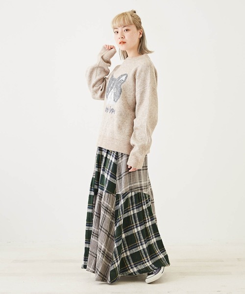 CUBE SUGAR(キューブシュガー)の「リサイクルニットジャガードプルオーバー(ニット/セーター・レディース・ベージュ/ネイビー/レッド・M)」の7枚目の写真