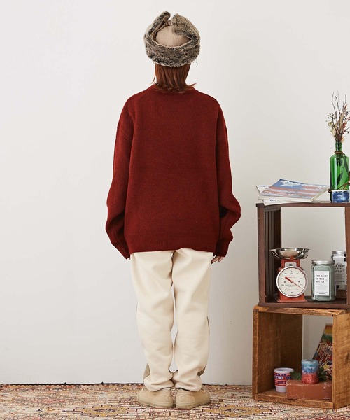 CUBE SUGAR(キューブシュガー)の「リサイクルニットジャガードプルオーバー(ニット/セーター・レディース・ベージュ/ネイビー/レッド・M)」の12枚目の写真