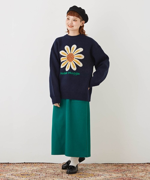 CUBE SUGAR(キューブシュガー)の「リサイクルニットジャガードプルオーバー(ニット/セーター・レディース・ベージュ/ネイビー/レッド・M)」の15枚目の写真