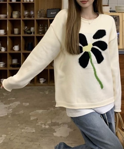 フラメンコファルダ★花柄★ニット素材★ フラメンコファルダ☆花柄☆ニット素材☆ Floral Jacquard