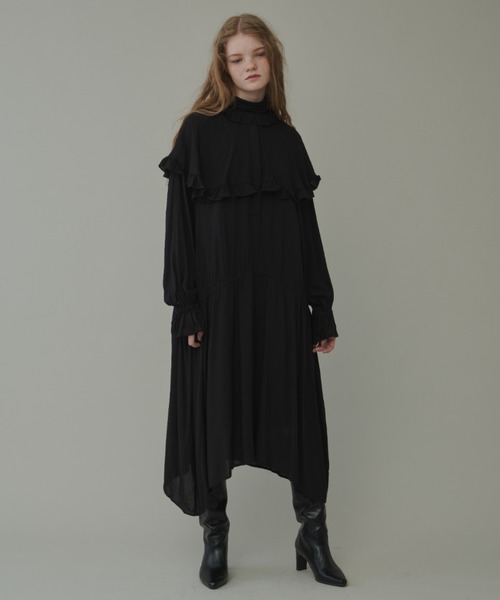 Libra Cue(リブラ キュー)の「ケープフリルワンピース(ワンピース・レディース・ブラック/レッド・FREE)」の11枚目の写真