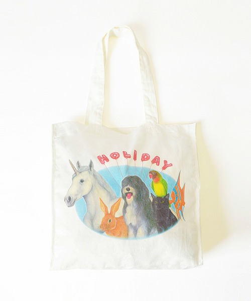 HOLIDAY(ホリデイ)の「TOTE BAG (ZOO) トートバッグ (ズー)(トートバッグ・レディース・ホワイト/ピンク/ミント・ONE SIZE)」の1枚目の写真