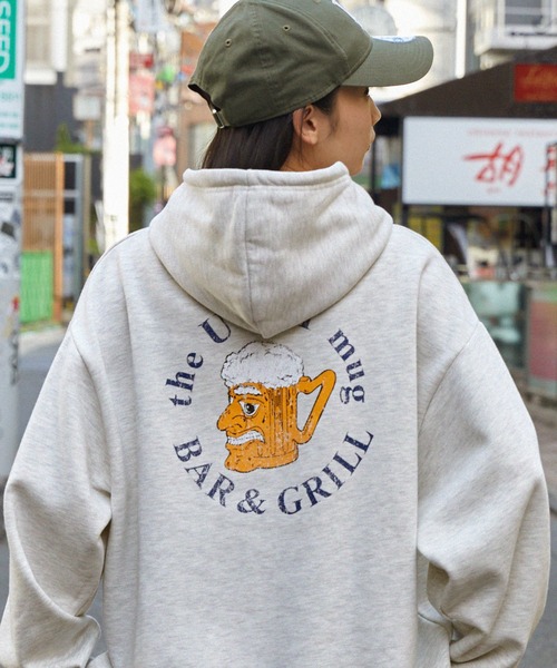 AMERICAN SHOP SIGN(アメリカンショップサイン)の「【AMERICAN SHOP SIGN】 別注 ヴィンテージライクデザインビッグ裏起毛パーカー(パーカー・メンズ・ブラック系/グレー系1/ブラック系1/グレー系2/ブラック系2/グレー系・M/L)」の5枚目の写真