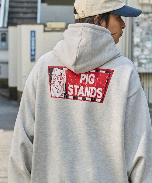 【Americana for SALON】サイドジップロゴスウェット丈長ゆったり THE CASUAL｜ロゴ刺繍裏起毛ハーフジップスウェット&パンツ 2点