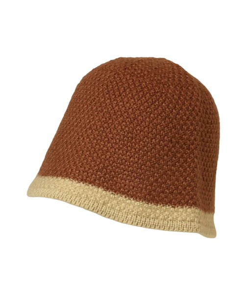 14+（イチヨンプラス）の「ニット配色クローシュハット（ニットキャップ/ビーニー・レディース・ベージュ/オレンジ/パープル/ブラウン/ブラック・MEDIUM）」の2枚目の写真