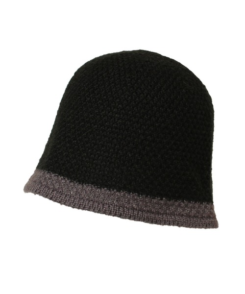 14+（イチヨンプラス）の「ニット配色クローシュハット（ニットキャップ/ビーニー・レディース・ベージュ/オレンジ/パープル/ブラウン/ブラック・MEDIUM）」の6枚目の写真